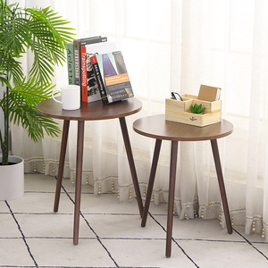 Nordic Minimalist Wooden <b>Round</b> Coffee <b>Table</b> Warm White Blue Oak Golden Silk Ebony Rami Oak Sofa <b>Side</b> <b>Table</b> Living Room Balcony - Product Image 1