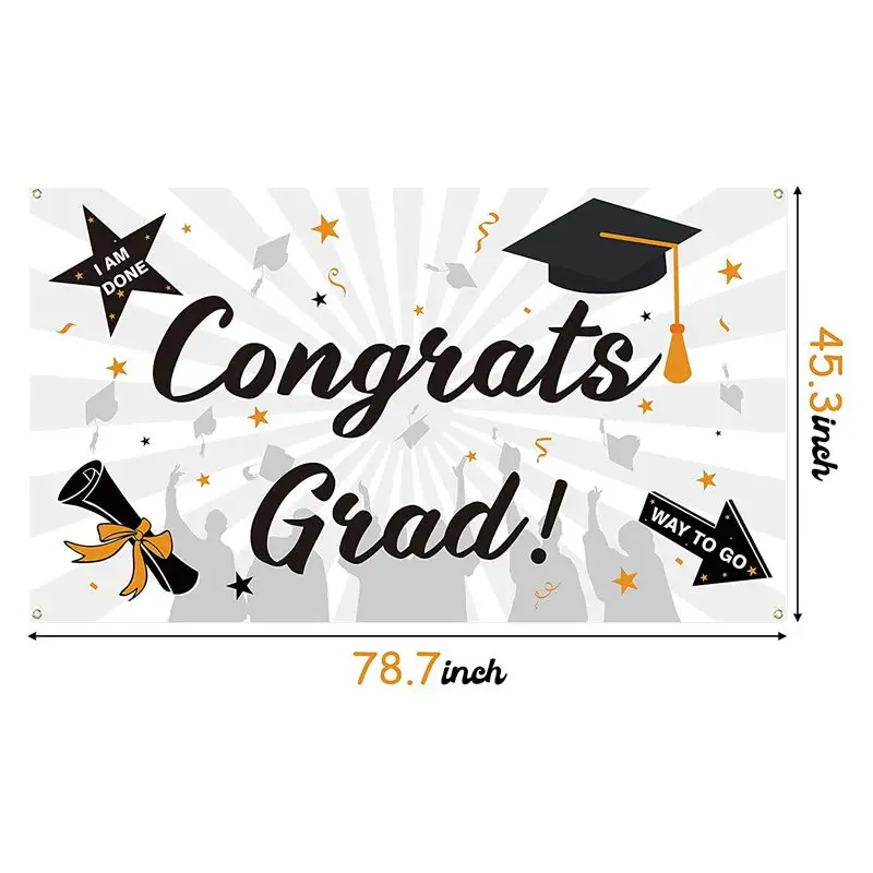 BESTOYARD Congratulazioni Diploma della Tela da imballaggio Banner Cappello da Dottore Graduation Banners Iscriviti Forniture per Feste di Laurea per la Decorazione di Una Festa di Laurea 