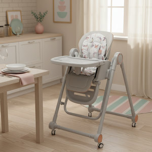 Chaise haute pliable réglable en hauteur pour bébé, avec roulettes, pour l'alimentation des bébés, chaise haute pour bébé, vente en gros de produits pour bébés - Product Image 1