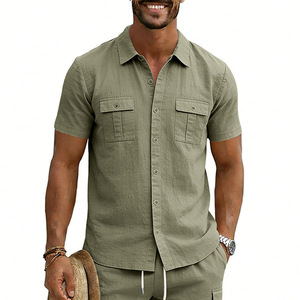 <span class=keywords><strong>Camicia</strong></span> Estiva da Uomo 2026 Stile Americano di Alta Qualità, Tinta Unita, Casual, Traspirante, per Sport all'Aperto - Vendita all'Ingrosso - Product Image 3