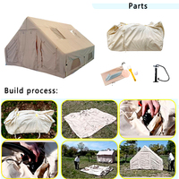 Tente de camping gonflable à double couche pour 6 à 8 personnes, tissu Oxford imperméable 3000 mm+, portable, glamping, ouverture rapide