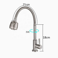 Robinet de cuisine moderne flexible en acier inoxydable SS304 avec douchette latérale, rotation à 360 degrés, robinet à col de cygne avec débit contrôlé, OEM
