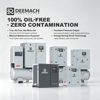 Compresseurs d'air à spirale silencieux DEEMACH 7,5 kW 10 CV 380 V, compresseur d'air tout-en-un à entraînement direct, moteur PM 2*3,7 kW, réservoir de 300 L, sécheur
