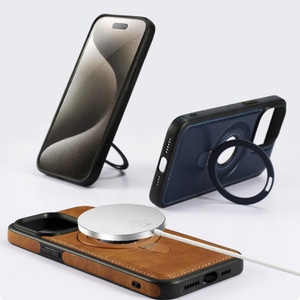 Funda Magnética con Anillo Metálico para iPhone 16 15 14 13 Pro Max, Soporte, Cubierta de Cuero Cosida - Product Image 5