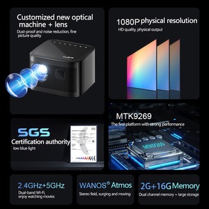 Mini Proyector Y8 para el <span class=keywords><strong>Hogar</strong></span>, Android 9.0, Portátil, Resolución 4K, WiFi, Funciones 3D, Enfoque Automático, Batería, Enchufe Estadounidense, Compatible con Teléfonos - Product Image 2