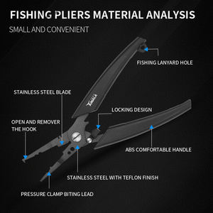 Tunala 7 pollici pinza da pesca forbici trecce leggero in acciaio inox strumenti da pesca Modulare anello pinza gancio di rimozione - Product Image 2