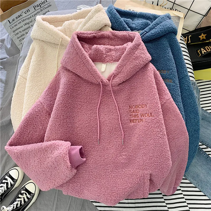 Hot Sale Sherpa Pullover Embroidery High Quality Fleece Oversized Women's Hoodies & Sweatshirts