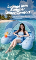 Fauteuil gonflable flottant en forme de U avec double poignée et porte-gobelet pour piscine, plage, été, fête aquatique