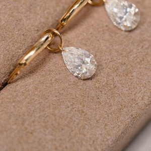 Boucles d'oreilles créoles en or massif 18 carats avec diamant de laboratoire en forme de poire Xinfly Dainty, cadeau pour demoiselle d'honneur, vente en gros, une seule pièce - Product Image 5