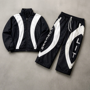 Custom 100% Polyester Heavyweight Tracksuit Men's <b>Patchwork</b> Waterproof Windbreaker <b>Jacket</b> Pants Set Unisex Embroidered Hooded - Product Image 1