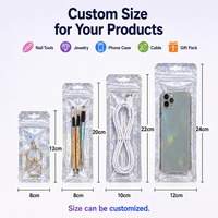 Tas Mylar transparan holografik cetak Digital kustom kemasan dapat digunakan kembali kunci ritsleting plastik mudah terurai