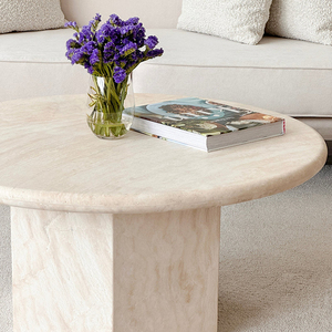 Italian Minimalist Marble <strong>Low</strong> <strong>Table</strong> Household Circular Coffee <strong>Table</strong> - Product Image 2