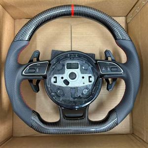 Volant en cuir et fibre de carbone pour <span class=keywords><strong>Audi</strong></span> A1 A3 A4 A5 A6 A7 C5 C6 C7 C7.5 C8 B6 B7 B8 B8.5 B9 8v RS5 RS6 RS7 S5 S6 S7 Q3 - Product Image 3