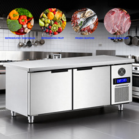 Plan de travail réfrigéré pour chef en acier inoxydable 201, table de préparation avec refroidissement par air et dégivrage automatique, réfrigérateur sous comptoir