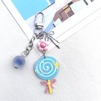 Porte-clés Sucette en Acrylique Adorable avec Breloque Fleur, Perle et Nœud Papillon, Style Bonbon Sucré, Pendentif de Sac, Accessoire de Mode Décoratif
