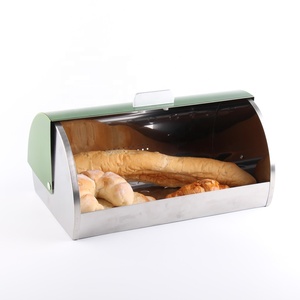 Modern Roll Top <strong>Bread</strong> <strong>Bin</strong> and 3 Coffee Tea and Sugar Canisters Set-Iron in 3 Fresh Colours-Mint <strong>Green</strong> - Product Image 4