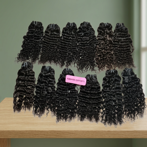 Extensions de cheveux humains indiens Remy bruts ondulés, non traités, cuticules alignées, 100% naturels, double trame, à clipser, en soie, vente en gros - Product Image 1