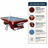 Table de billard professionnelle Nine Ball 8FT 9FT en bois d'acajou avec plateau en ardoise, certifiée CE ISO, personnalisable pour la maison