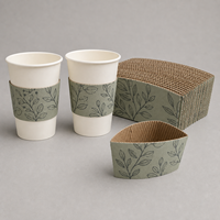 Manchon de tasse à café personnalisable avec logo, support en papier kraft recyclable pour café, restaurant, emballage de boissons chaudes ou froides