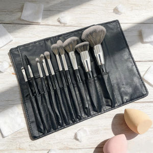 Ensemble de pinceaux de maquillage professionnels YRX Wholesale Facial Cosmetic Brush, 10 pièces, poils synthétiques doux, manche en bois, virole en aluminium - Product Image 5