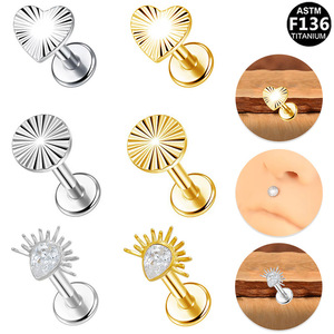 Boucles d'oreilles en titane en forme de goutte d'eau, filetage interne G23, pour piercing du cartilage de l'oreille ou des lèvres, bijoux unisexes ASTM F136 - Product Image 1