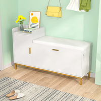 Armoire à chaussures moderne en bois fermée anti-poussière assis étagère à chaussures banc crème entrée pile pour l'entrée