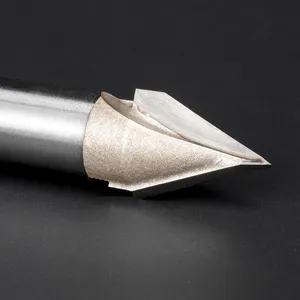 HUHAO Wooden Router It End Mill V Groove Carving Bit CNC Engraving Milling Tool 1/4 Shank 2 Flutes Spiral Bits For Wood