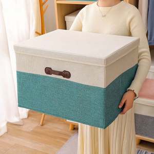 Contenedores de Almacenamiento de Ropa de Tela de Lino Lavable, Cubos de Almacenamiento Plegables, Organizador para Dormitorio, Armario, Oficina - Product Image 1