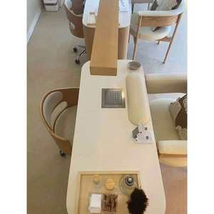 Sillón de Masaje para Pedicura en Dorado Grisáceo y Juego de Mesa de Manicura, Mesa de Manicura Portátil de Alta Gama con Lámparas y Secadores - Product Image 3