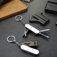 Couteau de poche multifonctionnel pliable mini en alliage de zinc, couleur argent, durable, à suspendre, vente chaude