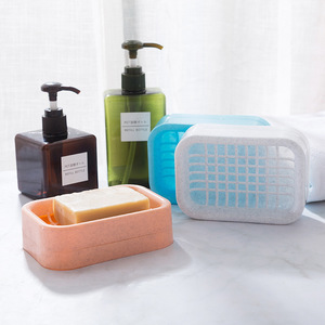 T-Grid Double Layer Drainable Soap Dish Rectangular Plastic Bathroom Mesh Soap <b>Tray</b> Nordic Green And Blue - Product Image 3