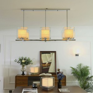 Chi Yu-tang Xuan Paper Chandelier Rectangle 6-Head LED E27 Switch Control For Bedroom Study Living Room - Product Image 1