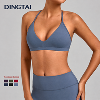 Soutien-gorge de sport Dingtai réglable à dos croisé pour femme, bonnet intégral, coussinets amovibles, bonnet moulé fin, respirant, haute élasticité