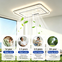 Ventilateur de plafond sans pales moderne avec moteur DC 120W*2, en fer et acrylique noir/blanc, éclairage LED, télécommande et réglage des couleurs