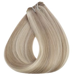Haarverlengingen van echt haar 12-22 inch Naai-in haarverlengingen Steil haar Weft Kleur P18A-613 Bleach Blonde Mrshair - Product Image 3