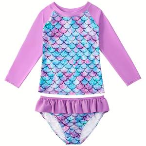 Rts 2025 Aangepast Meisje Bikini Hot Sale Zomer Zeemeermin Lange Mouw Badmode Mode Baby Meisje Badpakken Voor Strand - Product Image 2