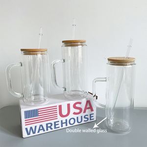 Custom Sublimation <b>Double</b> <b>Wall</b> Can With Handle 12Oz 15Oz 20Oz Pre Drilled Glass Snow Globe Tumbler <b>Mugs</b> - Product Image 1