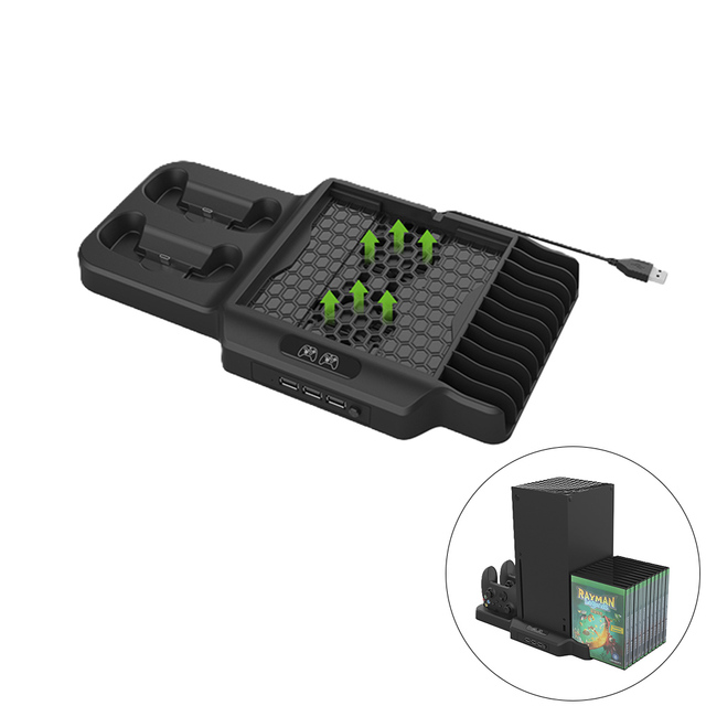 Charging Cooling Storage for Xbox SS/SX Console Multifunctional Stand for Xbox Series X Cooling Fan for Xbox Controller Charger