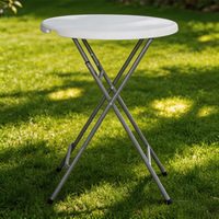 Table de cocktail pliante moderne en HDPE haute densité avec base mobile pour usage extérieur
