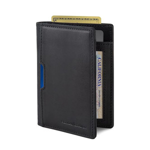 Tarjetero de Cuero Genuino para Hombre, Diseño Deslizable, Anti Desmagnetización, Múltiples Ranuras, 4 Pulgadas, Color Negro - Product Image 1