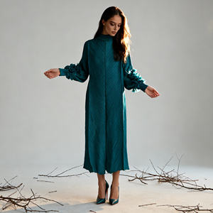 Robe Abaya plissée imprimée en polyester de qualité supérieure pour femmes musulmanes, sur mesure, modeste, vente en gros - Product Image 3