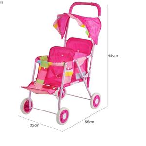 Nouveau design Lovely Girl Play House Landau en fer <span class=keywords><strong>double</strong></span> places Jouet pour bébé Poupée jumelle Poussette - Product Image 5