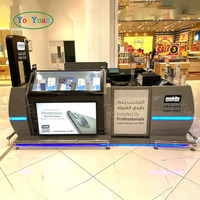Kiosque tout-en-un pour la réparation des téléphones portables Rangement intégré Éclairage LED lumineux Vitrine en verre Fabriqué en métal MDF durable Centre commercial