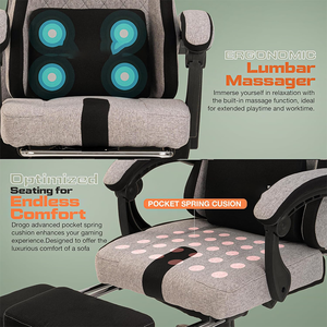 Silla Gamer de Alta Gama 2026, Estilo <span class=keywords><strong>Gaming</strong></span> con Respaldo Alto, Cojín Grueso de <span class=keywords><strong>Tela</strong></span> y Reposapiés para Adolescentes - Product Image 5
