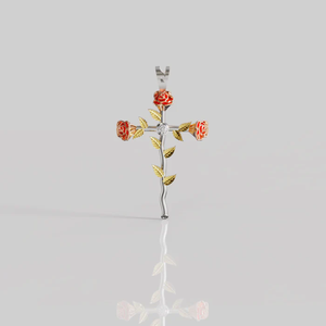 Danta Gems Luxury <b>Rosary</b> Cross Hinduism Children's Sterling Silver Solitaire Pendant with 18K Gold Plating Wedding Gift - Product Image 4