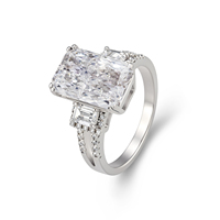 Bague de Mariage Peishang en Argent Sterling 925 avec Pierre Radiante et Zircon, Sertie de Pierres Latérales Baguette, Collection Mariage