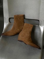 Bottes fines pour femme, spéciales, à talon compensé interne, rehaussant la silhouette, polyvalentes, en cuir véritable, personnalisation de designer