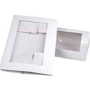 Boîte à gâteaux pâtisserie en carton blanc de qualité alimentaire, Logo personnalisé OEM, cadeau d'anniversaire avec fenêtre transparente - Product Image 5