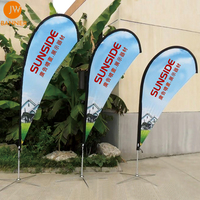 Drapeau publicitaire portable complet en forme de goutte d'eau pour extérieur, avec logo personnalisé, pour affichage routier
