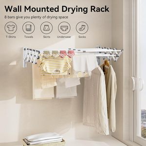 Porte-serviettes mural pliable en aluminium robuste à prix d'usine, étendoir à vêtements extensible à un seul niveau pour salle de bain - Product Image 4